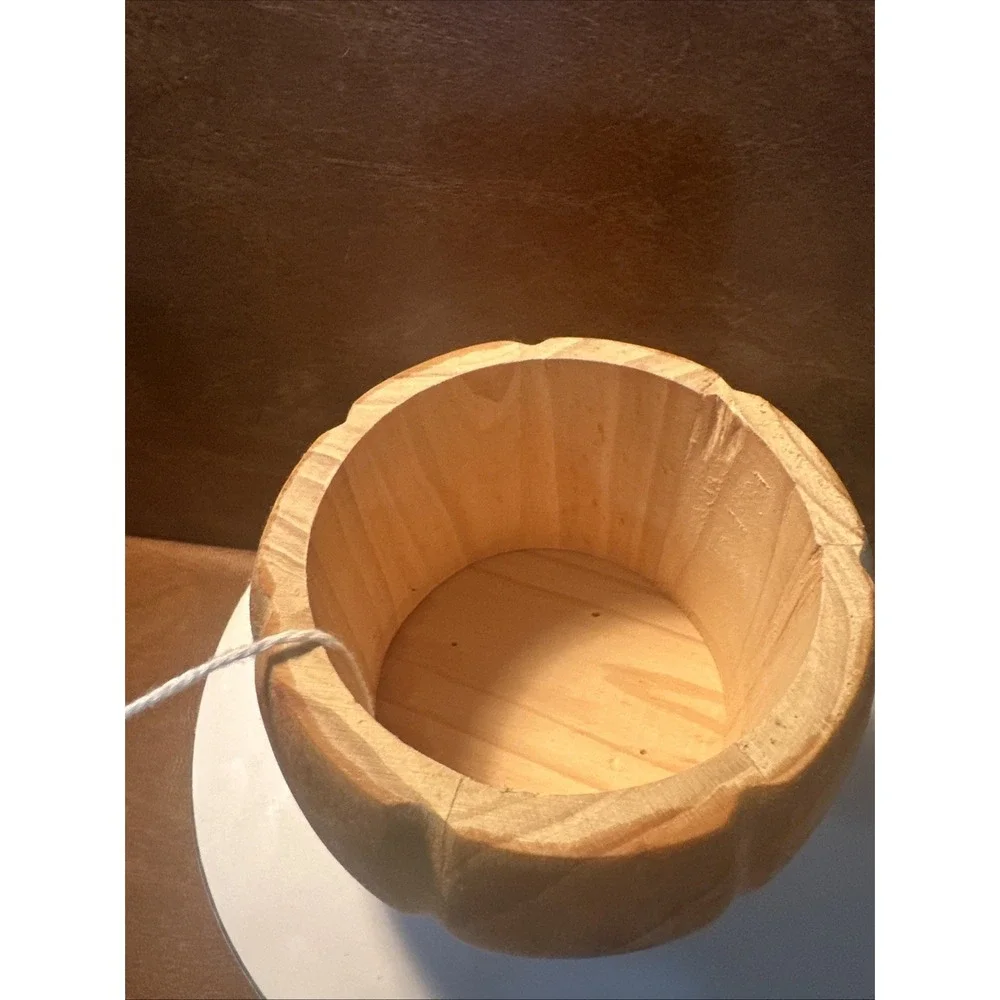 Hand Carved Wooden Pumpkin Trinket Box with Lid 5X5